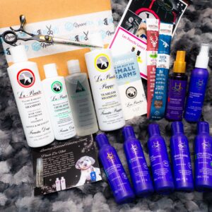 GroomBox Premium grooming box with professional shears and products.