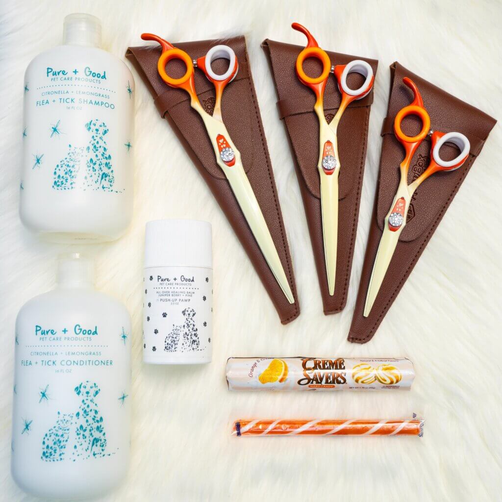 Pure + Good dog grooming shampoo GroomBox Premium a subscription box for dog groomers.