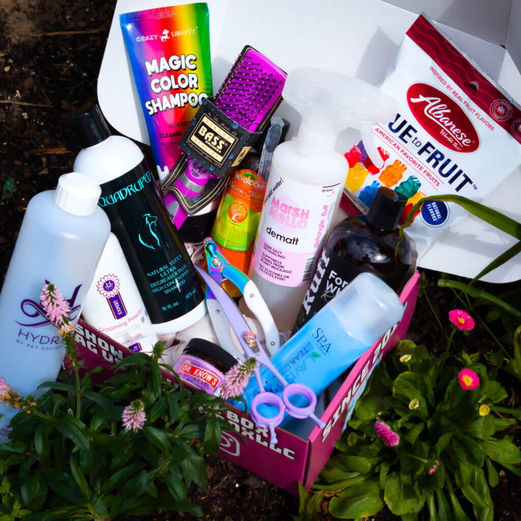 dog grooming shampoos GroomBox Premium a subscription box for dog groomers.