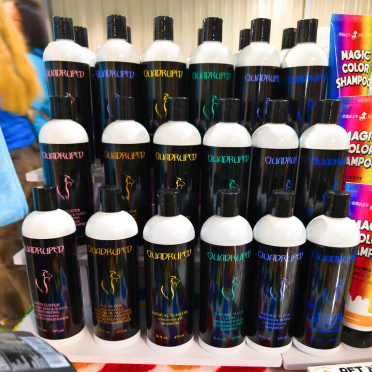 Quadruped dog grooming shampoo GroomBox Premium a subscription box for dog groomers.