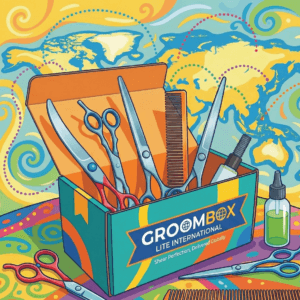 Colorful GroomBox International Lite SUbscription for professional dog groomers.