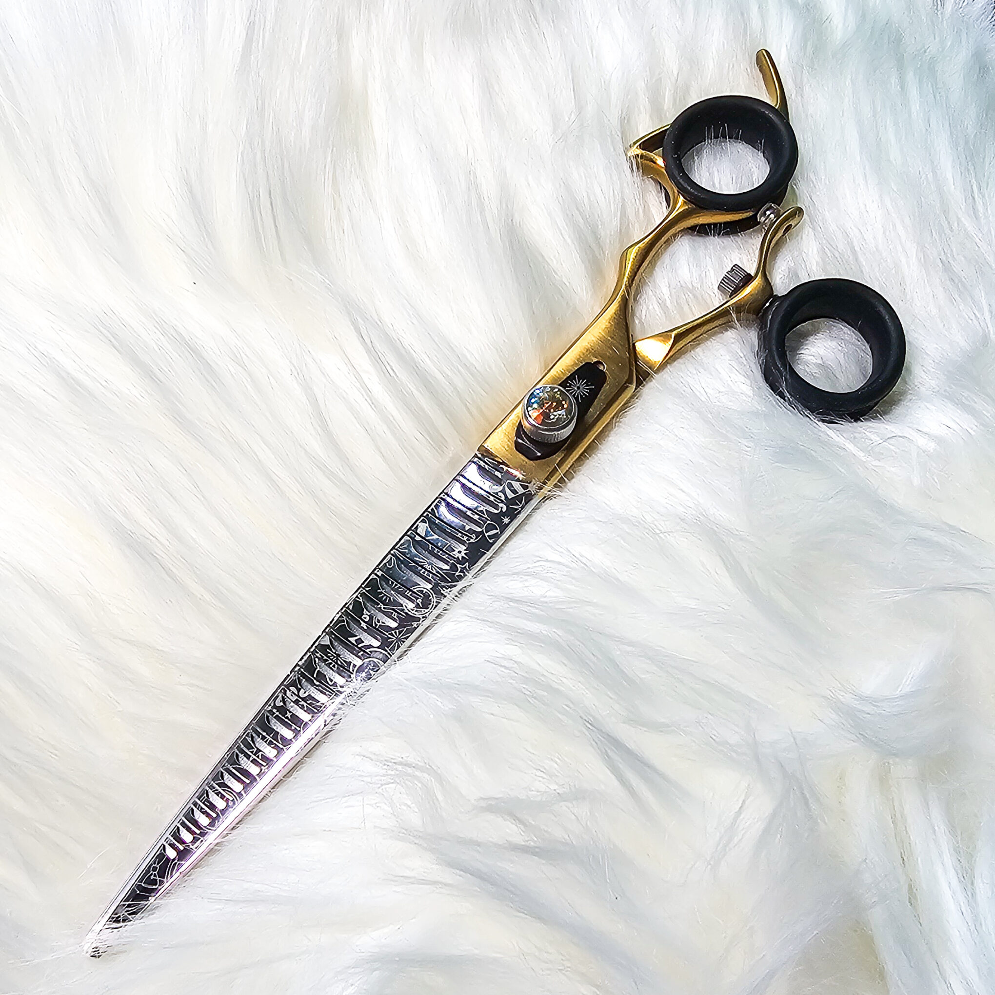 Gala dog grooming finishing shears with swivel handle and ball bearing system by GroomBox.